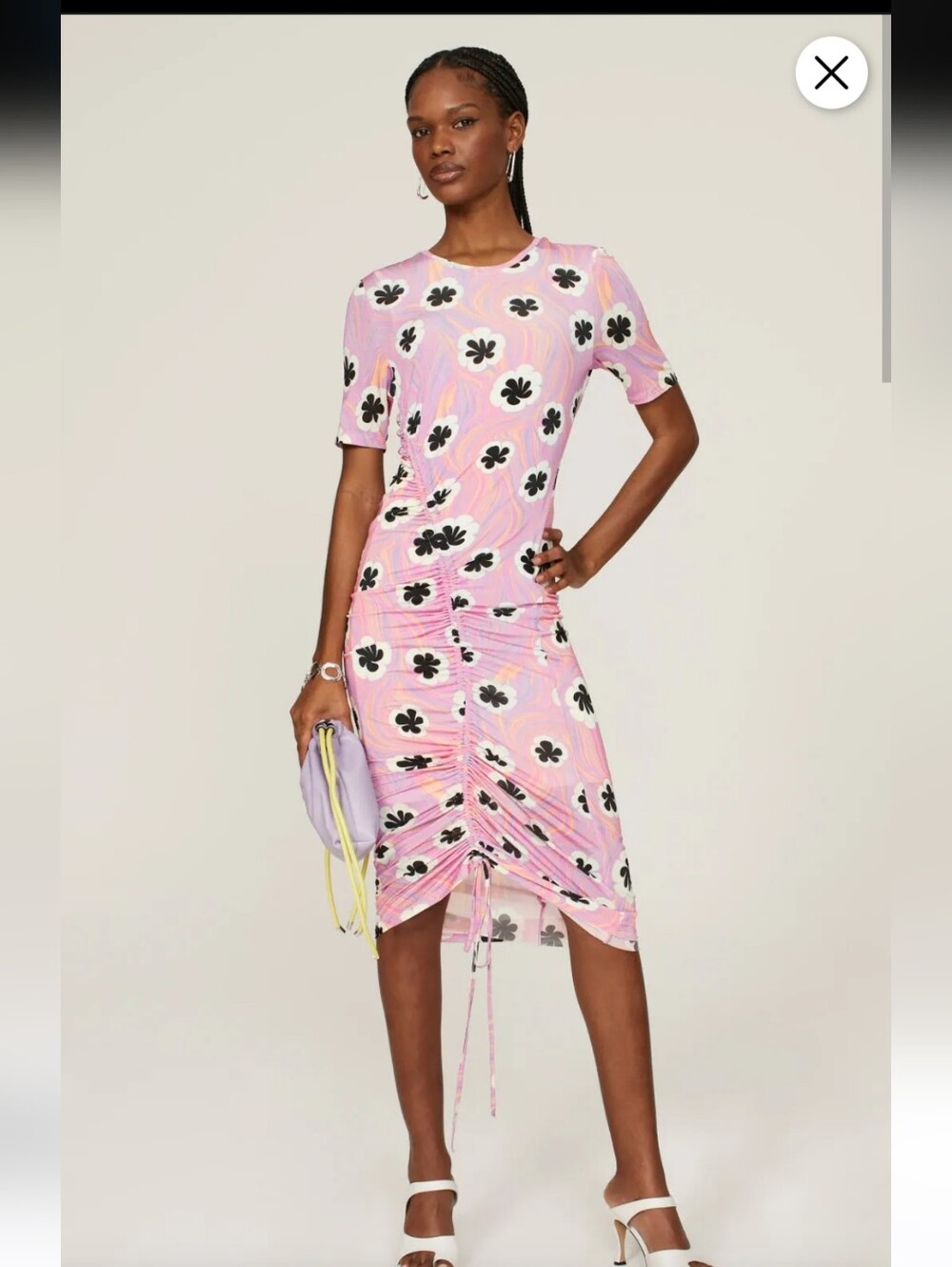 Untitled in Motion Nexus Dress Opia Rose Floral Midi Ruched Size M